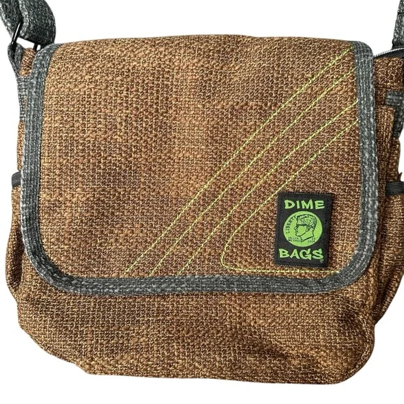 Dime Bags 11 Brown Hemp Mini Messenger - Tablet Sleeve, Smell Proof- Unisex